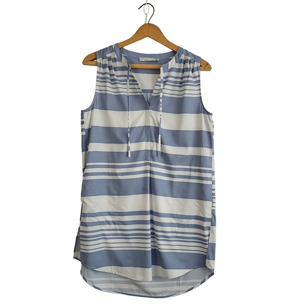 prAna‎ Natassa Tunic Top Women's Small V-neck Sleeveless Nautical Stripe Beach